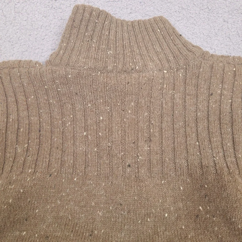 Columbia Sweater Mens XL Brown Speckled Pullover 1/4 Zip XCO Cotton‎ Wool Blend